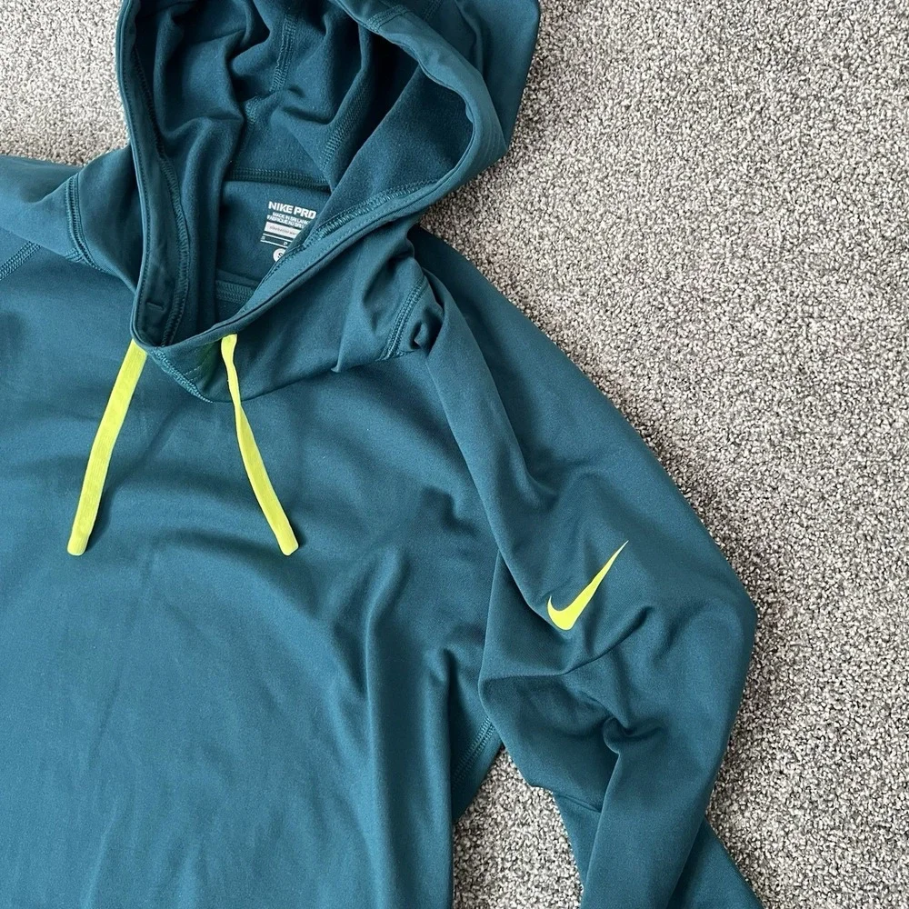 Nike Pro Dri Fit Hoodie Green Pullover Training Womens Small